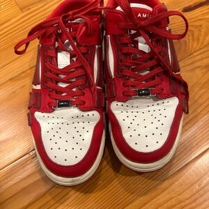 AMIRI Red and White Leather Sneakers